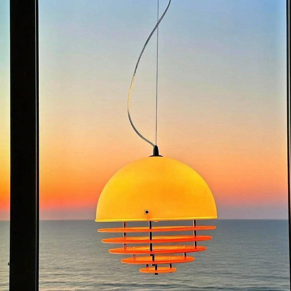 RoyaleGlow Modern Bauhaus Pendant Light - Orange & White Half Dome Ceiling Lamp-Royale Basic