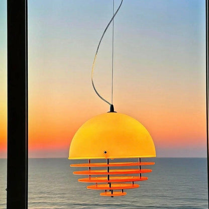 RoyaleGlow Modern Bauhaus Pendant Light - Orange & White Half Dome Ceiling Lamp-Royale Basic