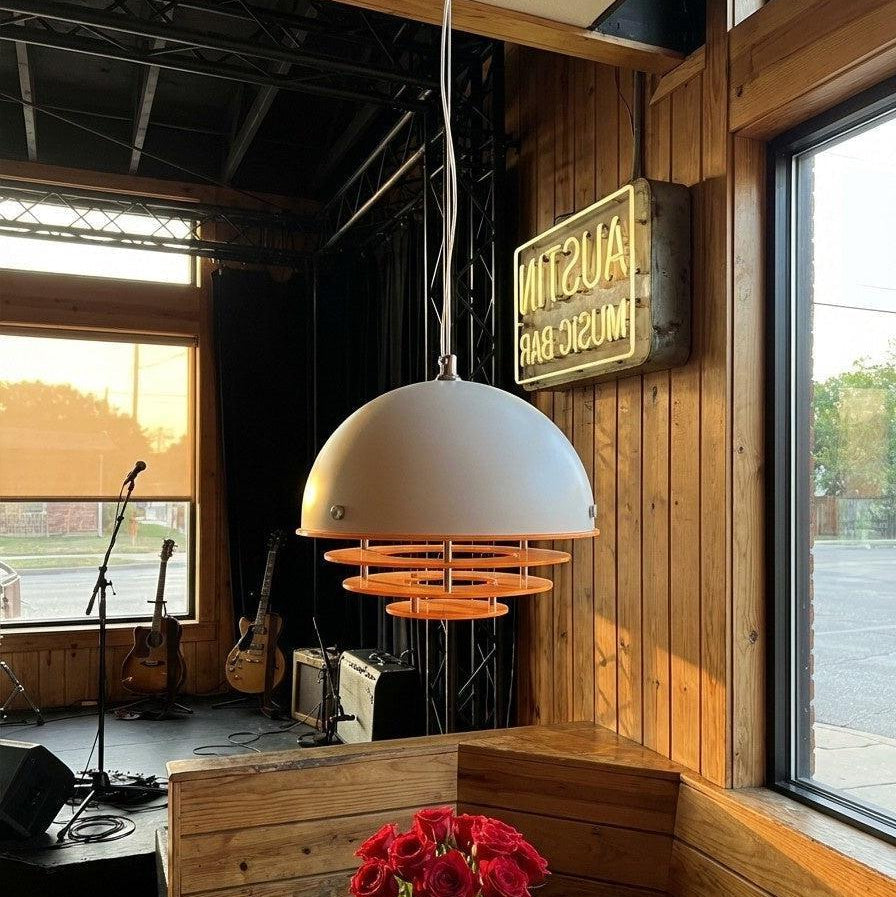 RoyaleGlow Modern Bauhaus Pendant Light - Orange & White Half Dome Ceiling Lamp-Royale Basic