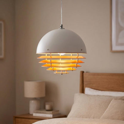 RoyaleGlow Modern Bauhaus Pendant Light - Orange & White Half Dome Ceiling Lamp-Royale Basic