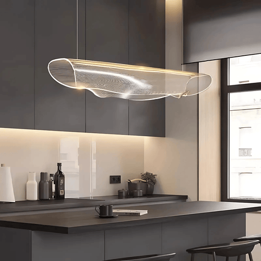 RoyaleGlow Modern Wave Acrylic Pendant Light - Architectural Chandelier for Dining, Living Room - Royale Basic