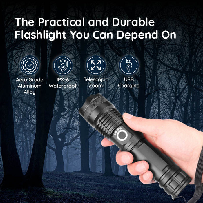 Royaleva USB Powerful Flashlight Torch with Telescopic Zoom