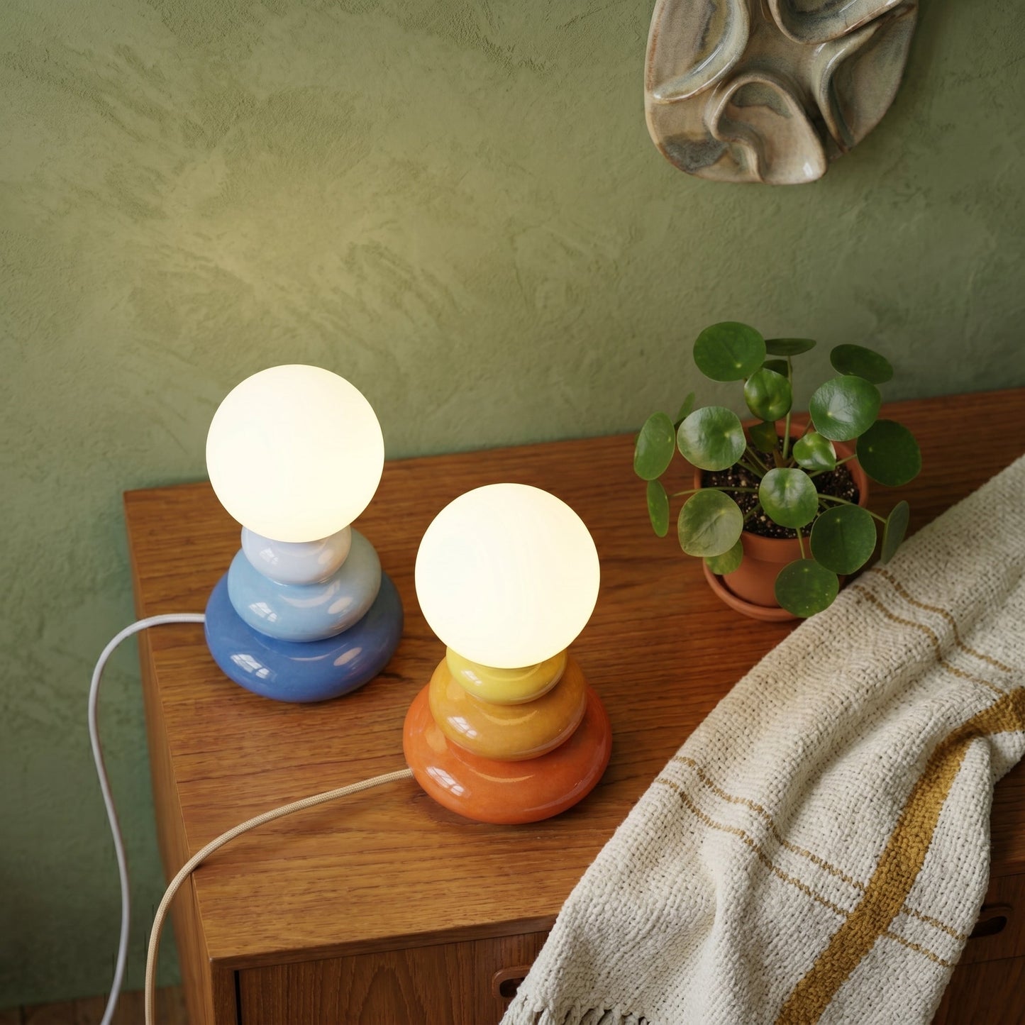 Table Lamp Ceramic USB Powered LED Compatible Bedside Desk Light
