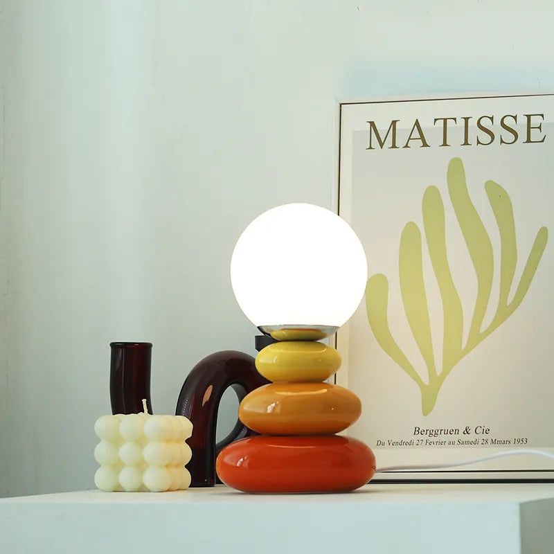Table Lamp Ceramic USB Powered LED Compatible Bedside Desk Light