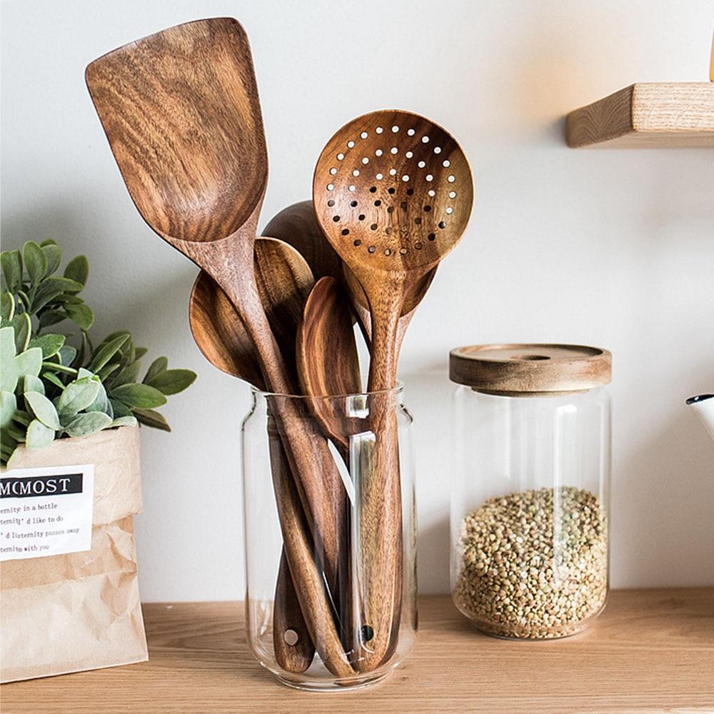 Luxora Arthur Cooking Set - Eco-Friendly Teak Wood Utensils