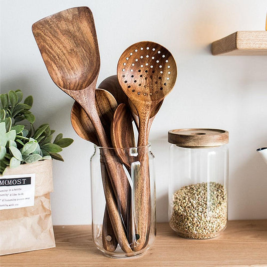 Luxora Arthur Cooking Set - Eco-Friendly Teak Wood Utensils