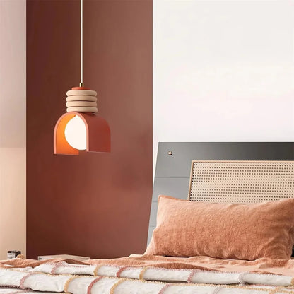 Royelux Modern Rustic Terracotta & Wood Pendant Light for Bedroom, Restaurant & Bar