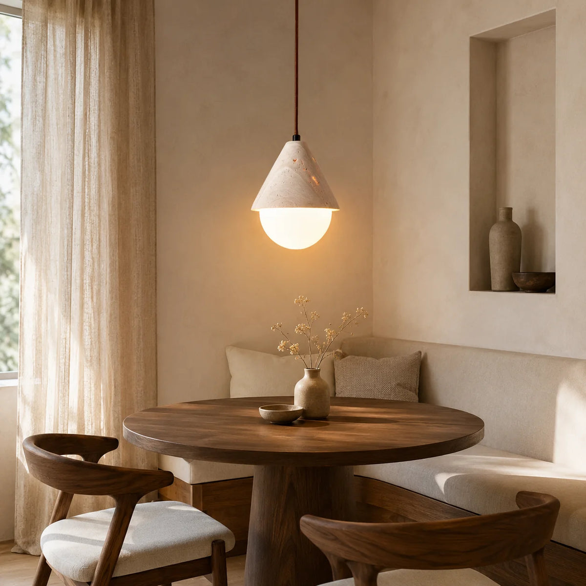 Tervale Travertine Globe Pendant Light 3