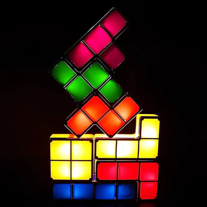 LuxRoyale Tetra Blocks Light Stackable Lighting Set With Interlocking Colorful Blocks