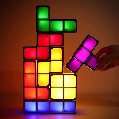 LuxRoyale Tetra Blocks Light Stackable Lighting Set With Interlocking Colorful Blocks