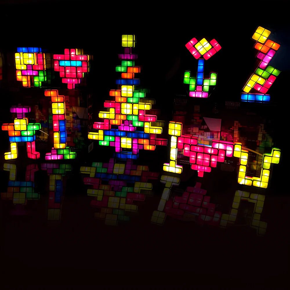 LuxRoyale Tetra Blocks Light Stackable Lighting Set With Interlocking Colorful Blocks