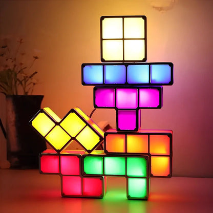 LuxRoyale Tetra Blocks Light Stackable Lighting Set With Interlocking Colorful Blocks