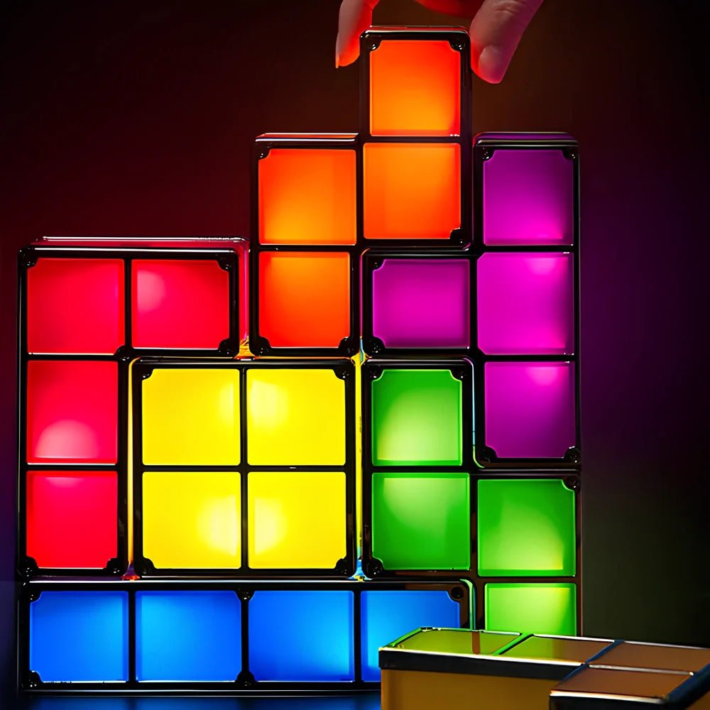LuxRoyale Tetra Blocks Light Stackable Lighting Set With Interlocking Colorful Blocks