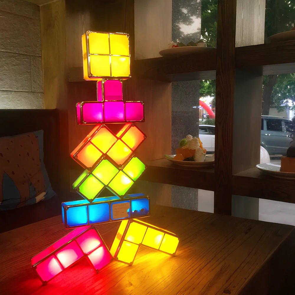LuxRoyale Tetra Blocks Light Stackable Lighting Set With Interlocking Colorful Blocks
