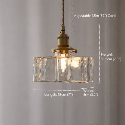 LuxRoyale Vintage Hand-Textured Glass Pendant Light With Antique Brass Hardware