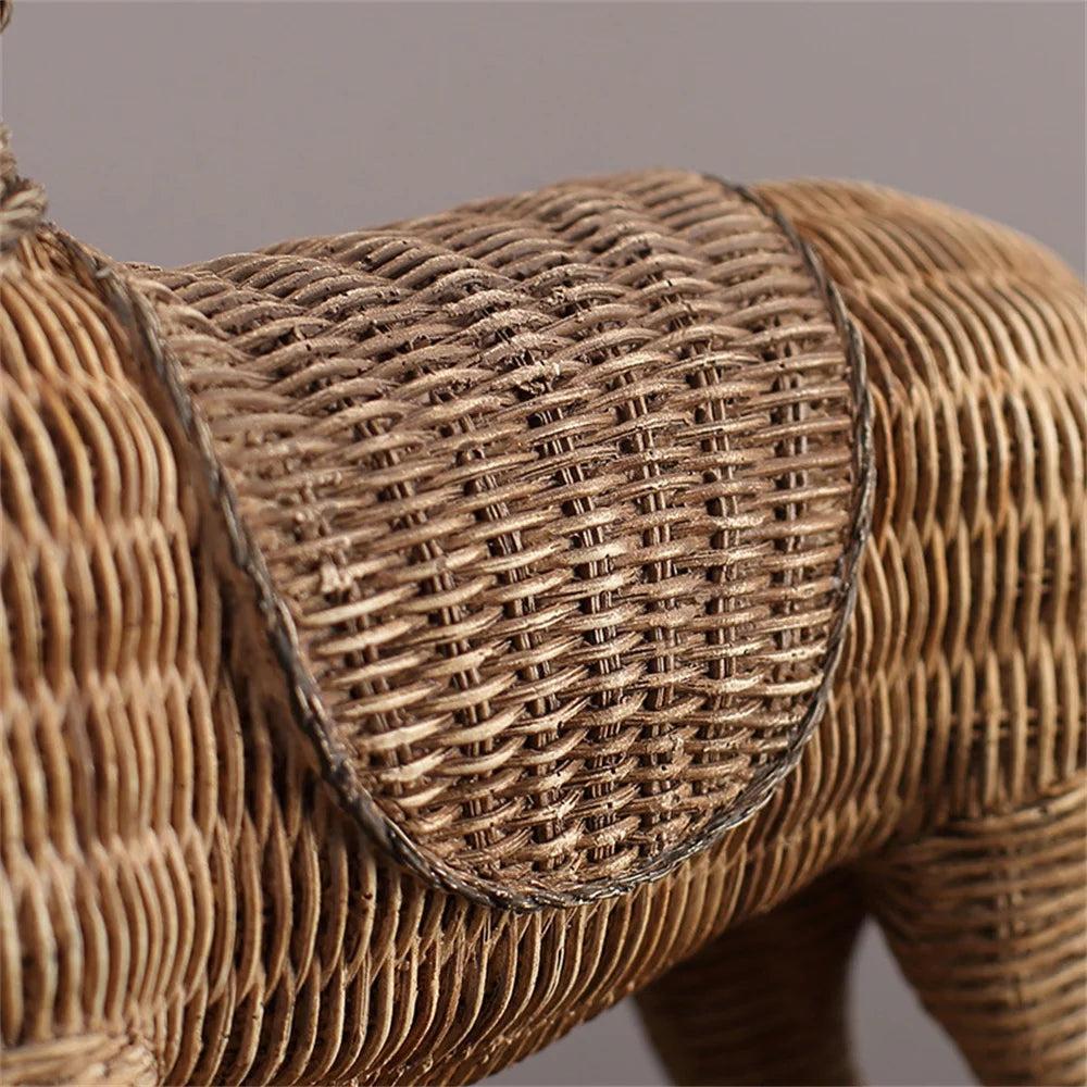 LuxRoyale Handwoven Rattan Horse Sculpture - Rustic Farmhouse Wicker Animal Decor-Royale Basic