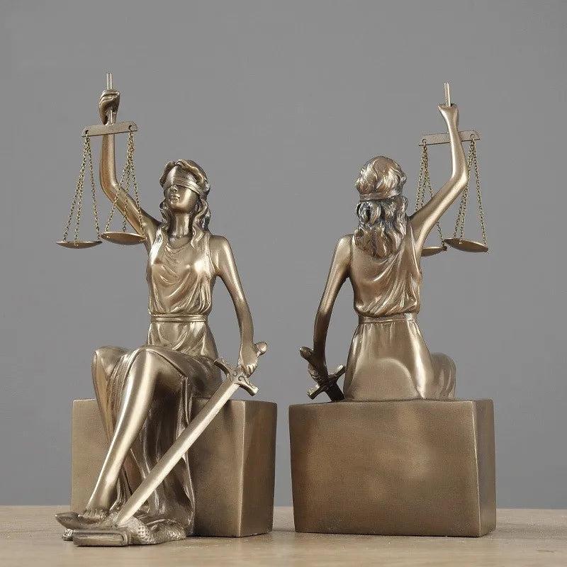 Royelux Blindfolded Lady Justice Statue - Themis Goddess Figurine with Scales & Sword-Royale Basic