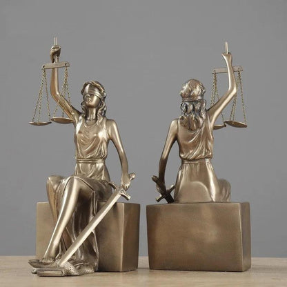 Royelux Blindfolded Lady Justice Statue - Themis Goddess Figurine with Scales & Sword-Royale Basic