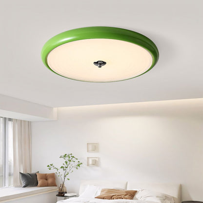Traditional French Cream Round Iron LED Flush Mount Ceiling Light For Bedroom