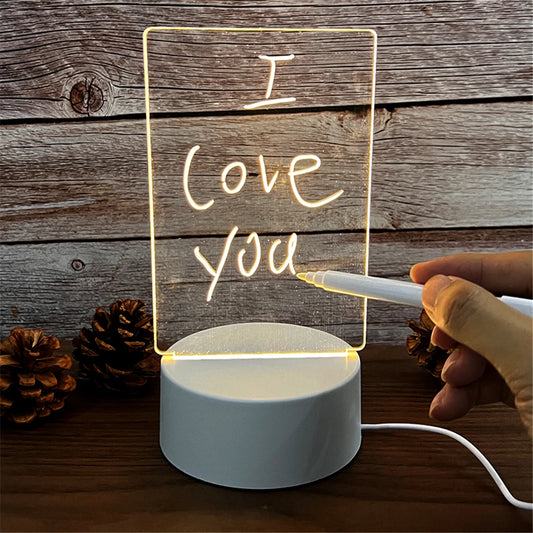Transparent Luminous LED Night Lights USB Luminous Acrylic Night Light Erasable Write Message Board Calendar Desktop Ornaments 0