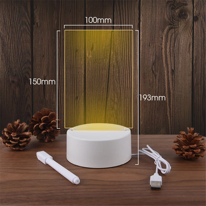 Transparent Luminous LED Night Lights USB Luminous Acrylic Night Light Erasable Write Message Board Calendar Desktop Ornaments 5