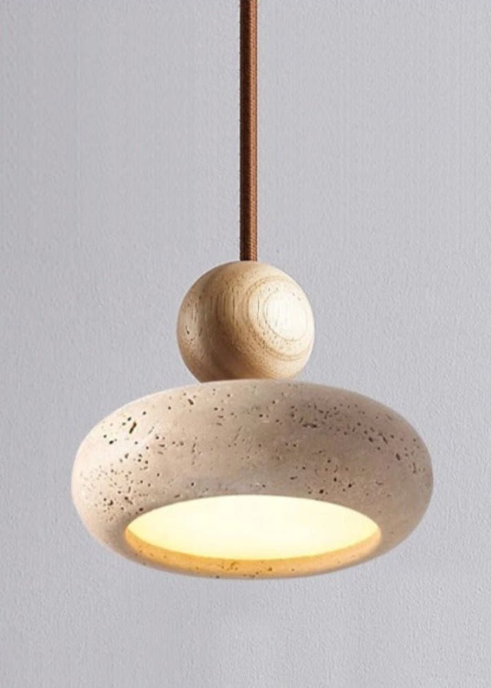 TraverLamp Wabi Sabi Floating Travertine Pendant Light 2