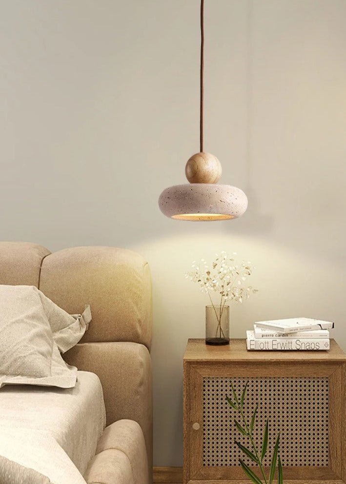 TraverLamp Wabi Sabi Floating Travertine Pendant Light 4