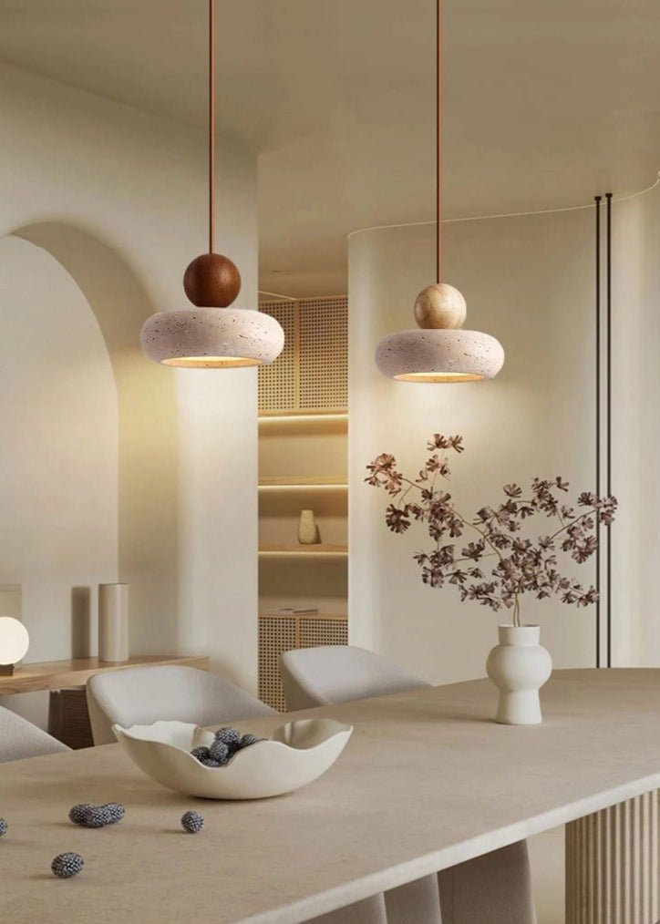 TraverLamp Wabi Sabi Floating Travertine Pendant Light 7