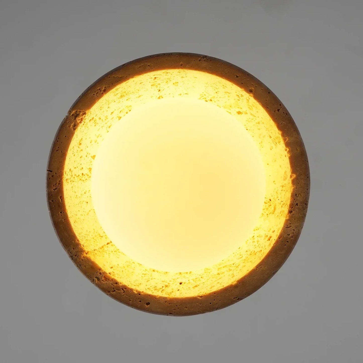 RoyaleGlow Travertine & Glass Dome Pendant Light - Modern Organic Sconce