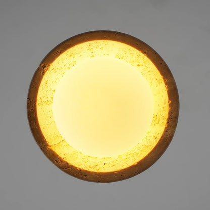 RoyaleGlow Travertine & Glass Dome Pendant Light - Modern Organic Sconce