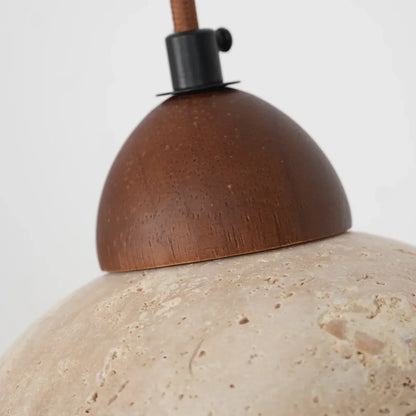 RoyaleGlow Travertine & Glass Dome Pendant Light - Modern Organic Sconce