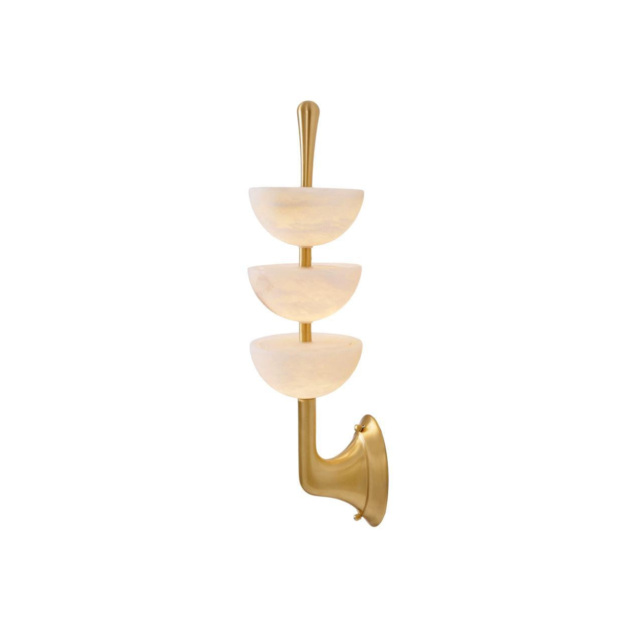 RoyaleGlow Triple Alabaster Wall Sconce - Brass Fixture with Natural Stone Shades