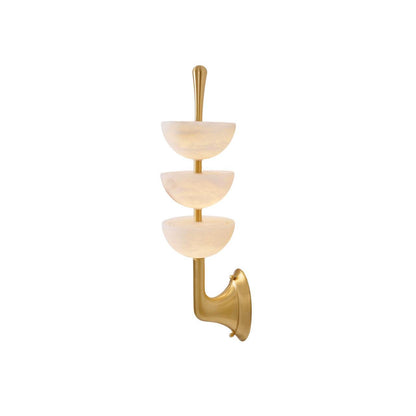 RoyaleGlow Triple Alabaster Wall Sconce - Brass Fixture with Natural Stone Shades