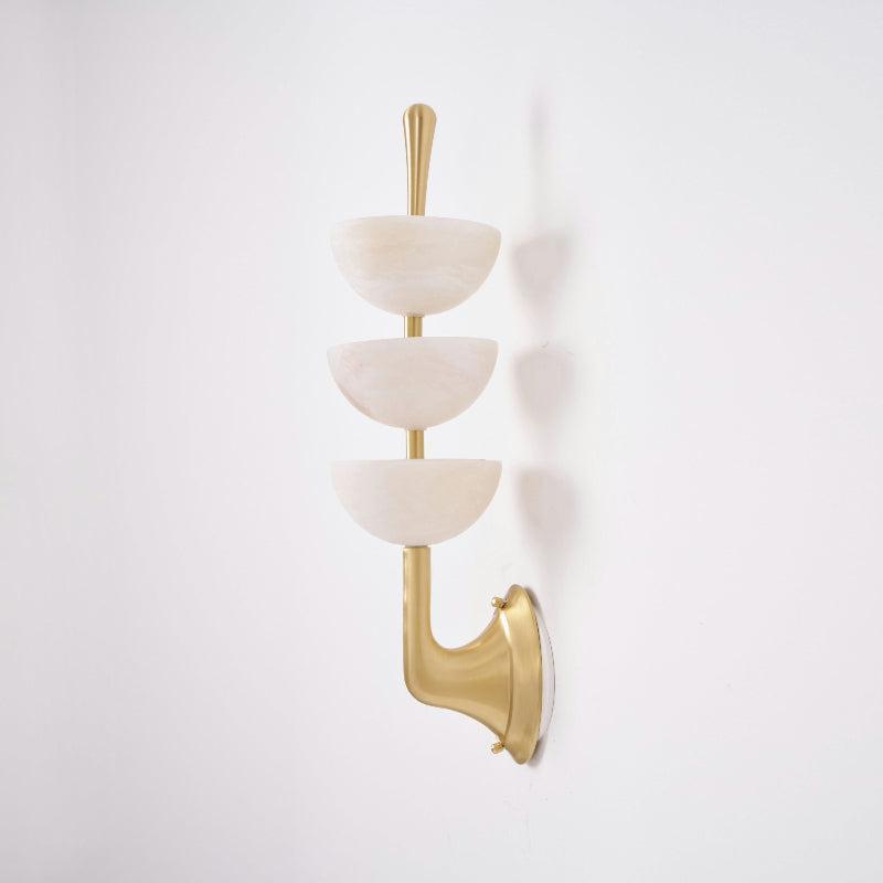 RoyaleGlow Triple Alabaster Wall Sconce - Brass Fixture with Natural Stone Shades