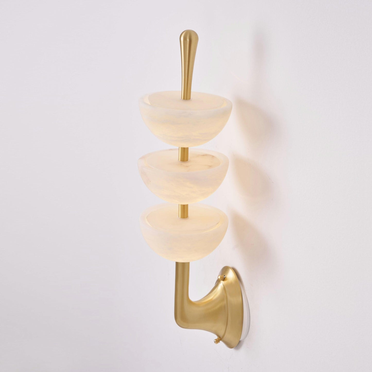 RoyaleGlow Triple Alabaster Wall Sconce - Brass Fixture with Natural Stone Shades