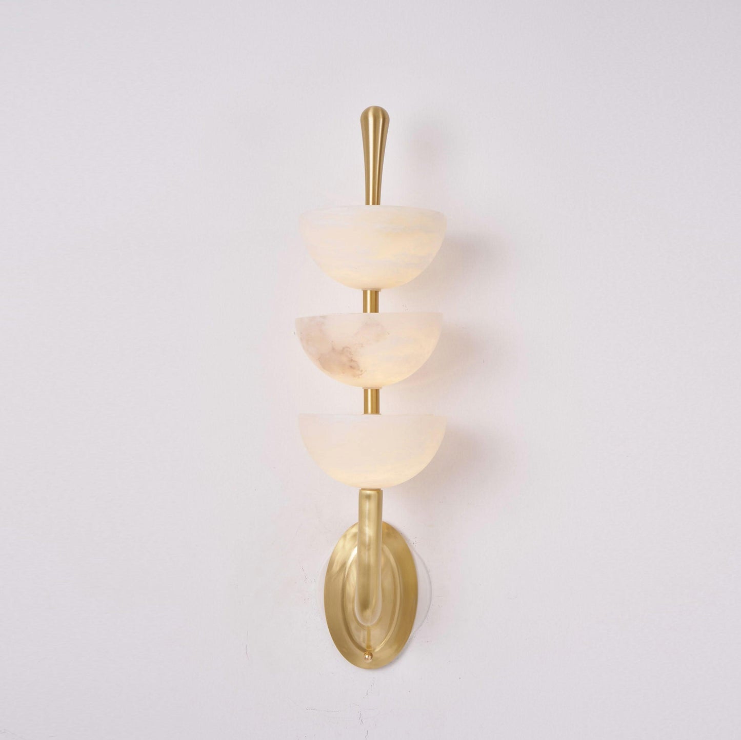 RoyaleGlow Triple Alabaster Wall Sconce - Brass Fixture with Natural Stone Shades