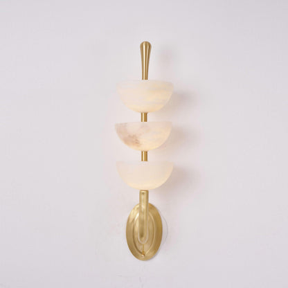 RoyaleGlow Triple Alabaster Wall Sconce - Brass Fixture with Natural Stone Shades