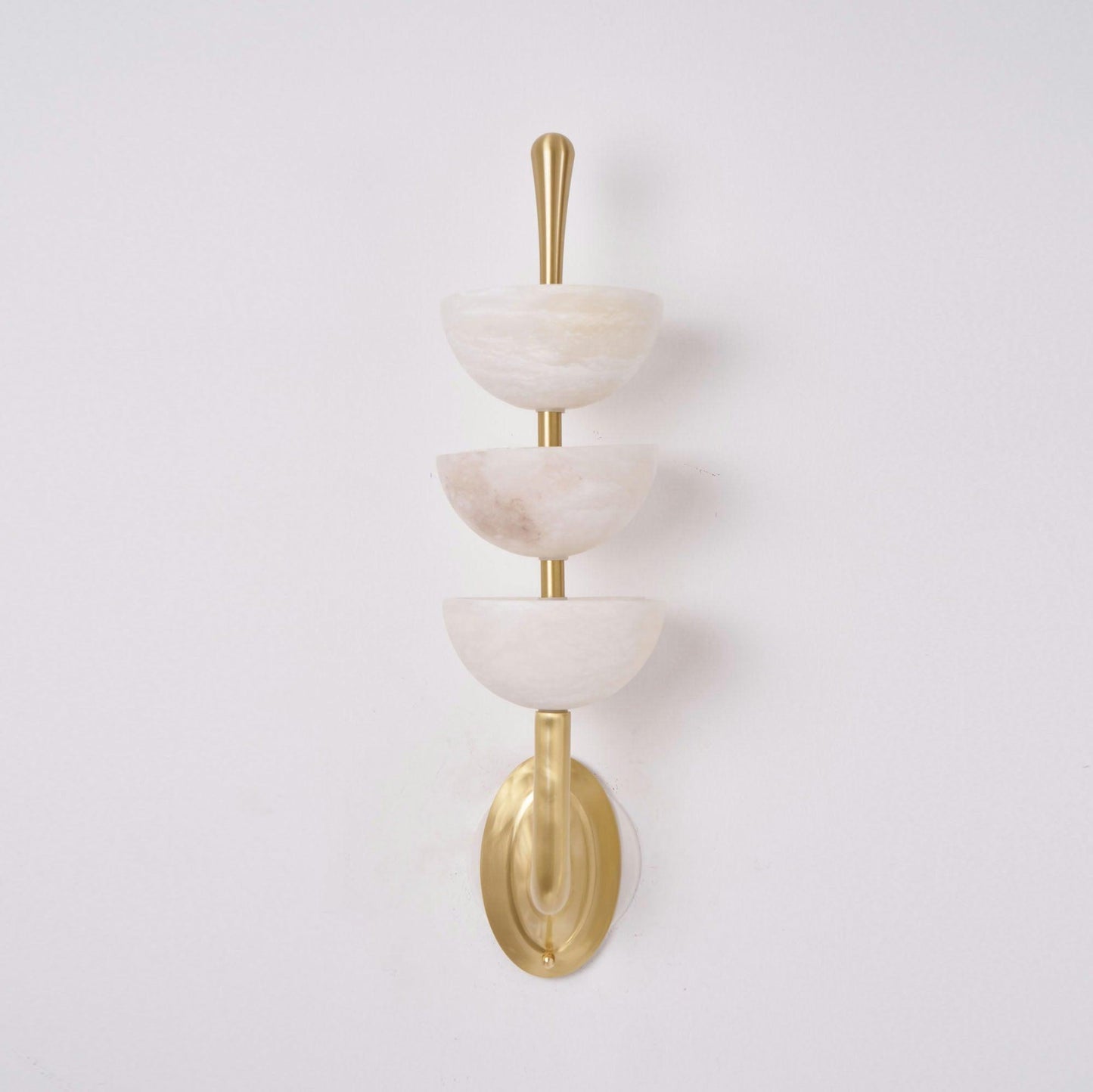 RoyaleGlow Triple Alabaster Wall Sconce - Brass Fixture with Natural Stone Shades