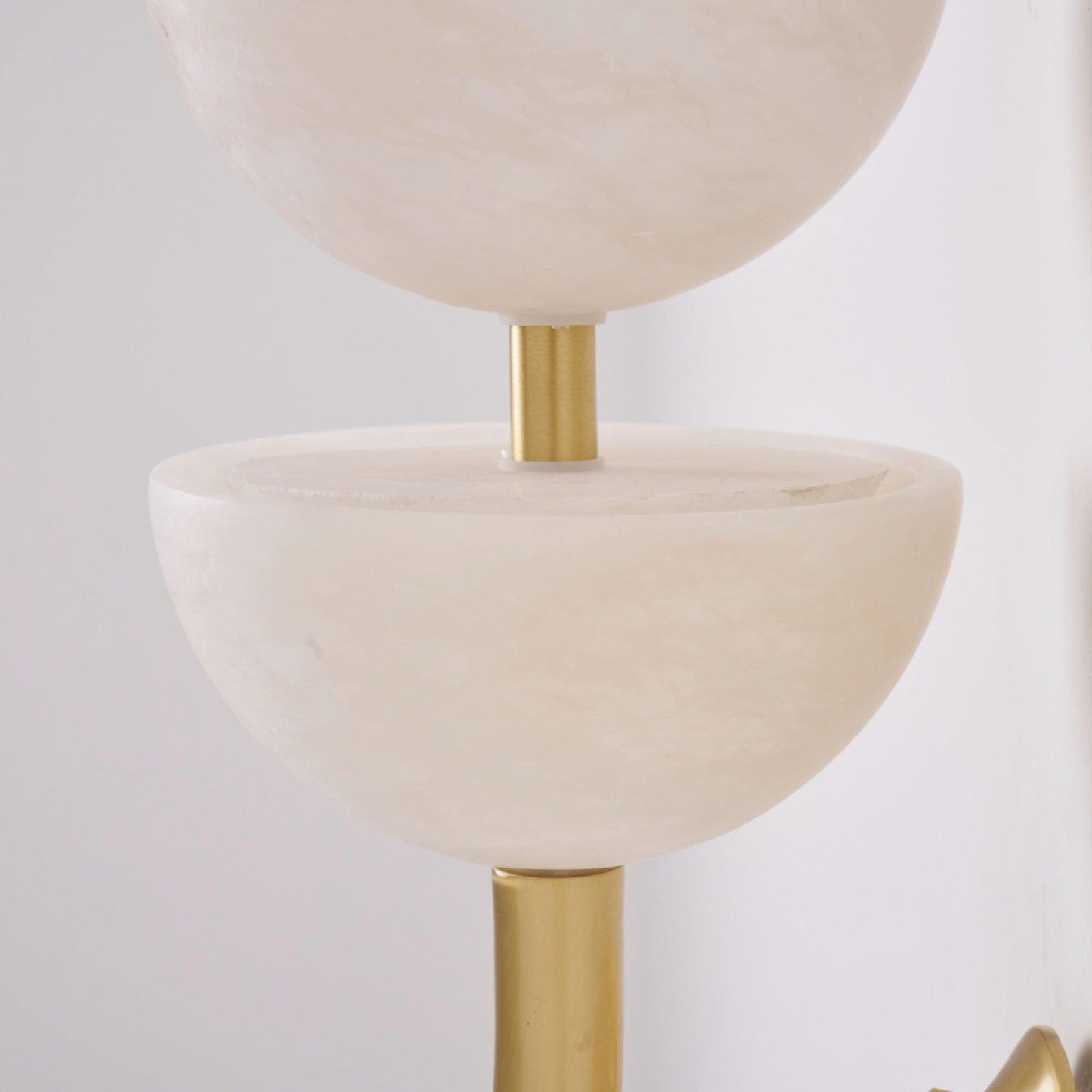 RoyaleGlow Triple Alabaster Wall Sconce - Brass Fixture with Natural Stone Shades