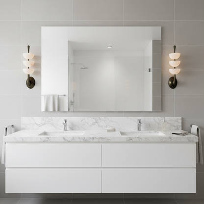 RoyaleGlow Triple Alabaster Wall Sconce - Brass Fixture with Natural Stone Shades