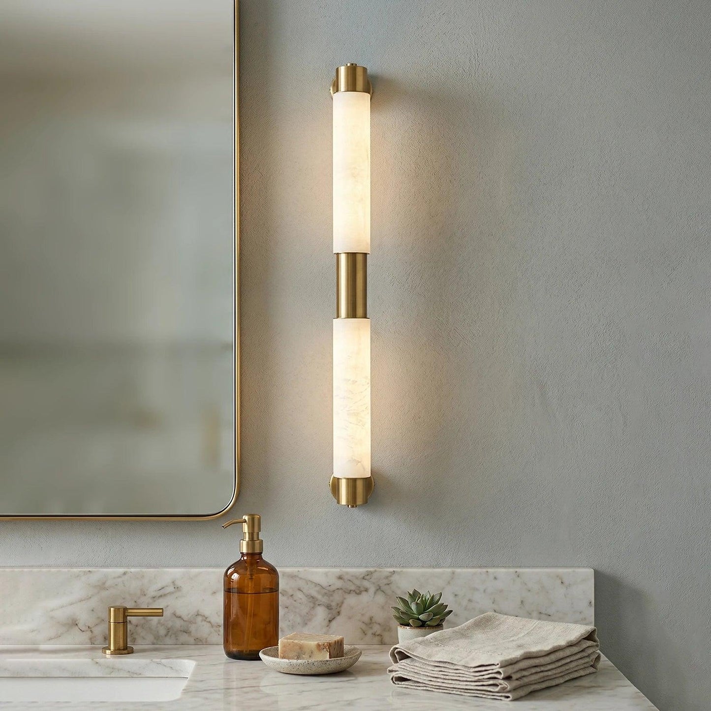 Tube Alabaster Cylinder Wall Lamp 2