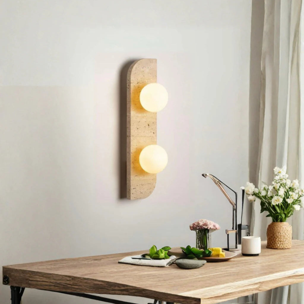 Royelux Natural Travertine Wall Sconce Modern Stone LED Wall Light