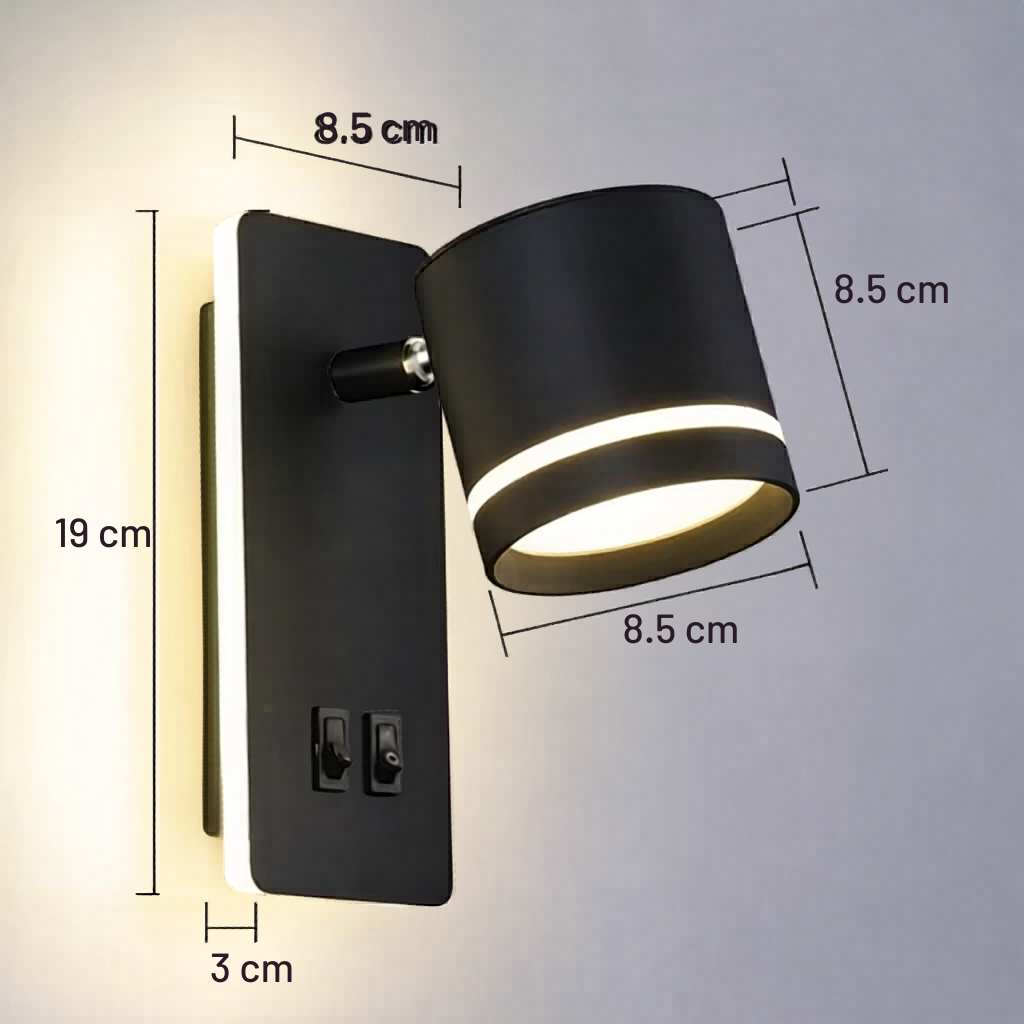 Lumora Nordic Minimalist Rotatable LED Wall Sconce Lamp - Modern Black and White Wall Lights for Reading and Ambient Lighting