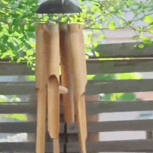 LuxRoyale Bamboo Wind Chimes - Natural Coconut Shell, Five Tube Handmade Garden Decoration