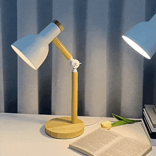 Royallure Wood Nordic Desk Lamp - Adjustable, Minimalist Design, E26/E27 Socket