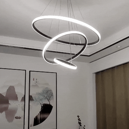 LuxRoyale Concentric Rings Chandelier Modern LED Ceiling Light