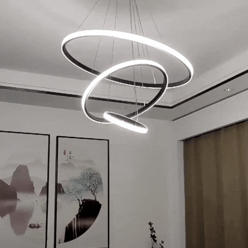 LuxRoyale Concentric Rings Chandelier Modern LED Ceiling Light