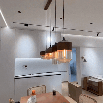 Royallure  Scandinavian Wooden Ceiling Lamp – Adjustable Timber & Glass Pendant