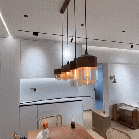Royallure  Scandinavian Wooden Ceiling Lamp – Adjustable Timber & Glass Pendant