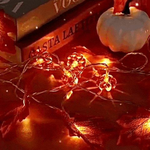 Royallure Halloween Pumpkin Maple Leaf String Lights Autumn LED Fall Home Decor